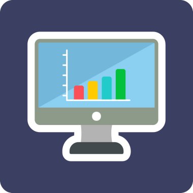 çevrimiçi bar grafikli bilgisayar ekranı, web simgesi basit illüstrasyon