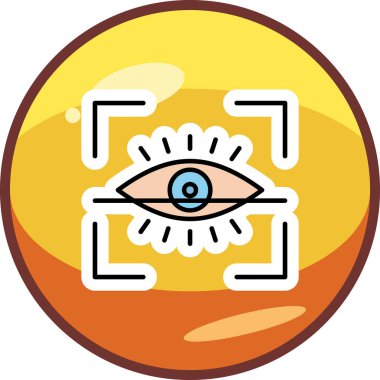 Göz Tarama Ağı simgesi, vektör illüstrasyonu. Tarama çerçevesi vektör ana hatları işaretli dijital göz