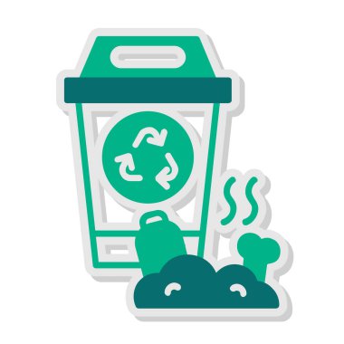 Çöp kutusu simgesi, vektör illüstrasyonu                