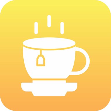 Bir fincan çay ağı simgesi, vektör illüstrasyonu 