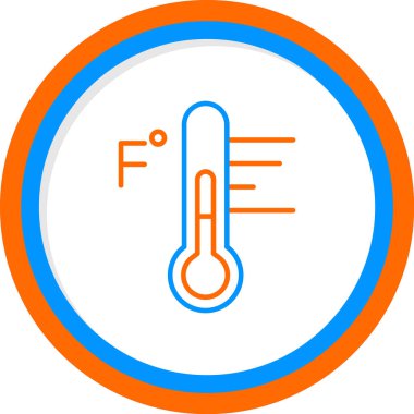 Fahrenheit Derece ile termometre simgesi, vektör illüstrasyonu