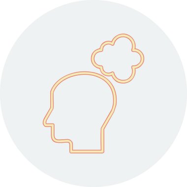 Düşünen baş simgesi, vektör çizimi basit tasarım