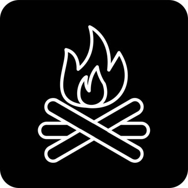 şenlik ateşi simgesi, ağ basit illüstrasyon