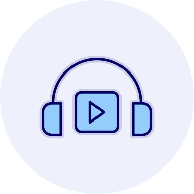 Podacast Dinleme eşleşmeli ikon vektör çizimi