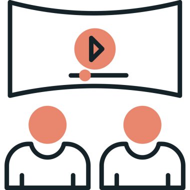 Viedeo izleyen insanlar, vektör illüstrasyonu basit tasarım