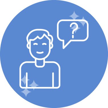 Müşteri Soru simgesi, vektör illüstrasyonu. Logotype. Konuşma balonunda soru işareti olan çocuk Avatar 'ı  