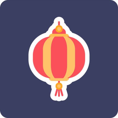 Oriental kağıt fener ağ simgesi, vektör illüstrasyonu 