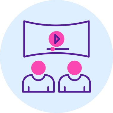 Viedeo izleyen insanlar, vektör illüstrasyonu basit tasarım