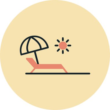 Yaz tatili, plaj ikonu, vektör illüstrasyonu