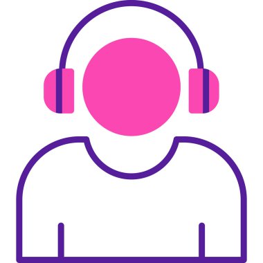 Etkilendirici kulaklık takar Web simgesi, vektör illüstrasyonu