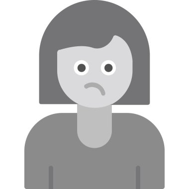 meh kadın simge vektör illüstrasyonuyla karşı karşıya