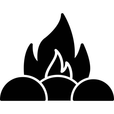 Kamp ateşi simgesi, vektör illüstrasyonu, düz tasarım 