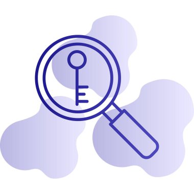 Anahtarlı büyüteç, vektör illüstrasyonu basit tasarım