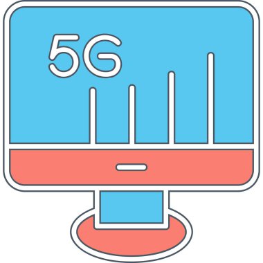 5G Monitör. Web simgesi basit illüstrasyon          