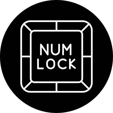 Num Lock Düğme Simgesi, Vektör İllüstrasyonu 