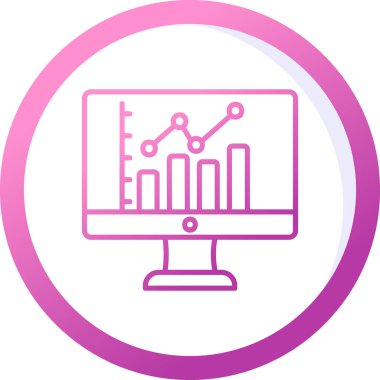 çevrimiçi bar grafikli bilgisayar ekranı, web simgesi basit illüstrasyon