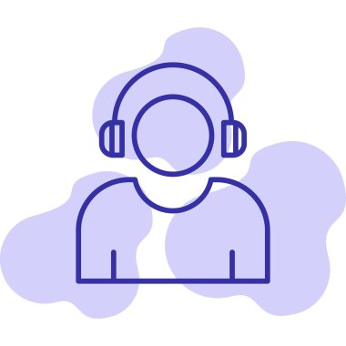 Etkilendirici kulaklık takar Web simgesi, vektör illüstrasyonu