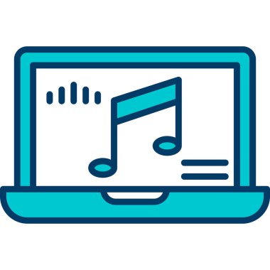 dizüstü bilgisayar vektör illüstrasyonu üzerine nota