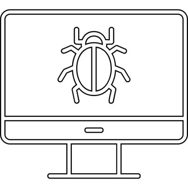 bilgisayar virüsü simgesi, vektör illüstrasyonu basit tasarım