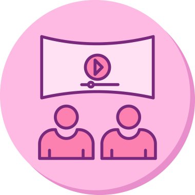 Viedeo izleyen insanlar, vektör illüstrasyonu basit tasarım