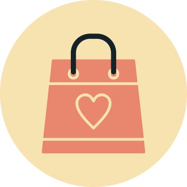 Aşk ikonlu alışveriş çantası, vektör illüstrasyonu