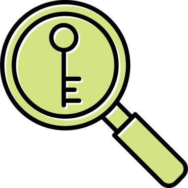 Anahtarlı büyüteç, vektör illüstrasyonu basit tasarım