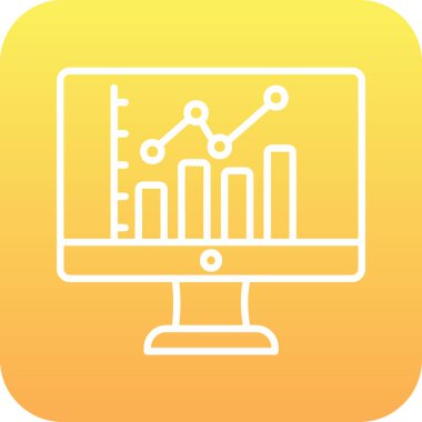 çevrimiçi bar grafikli bilgisayar ekranı, web simgesi basit illüstrasyon