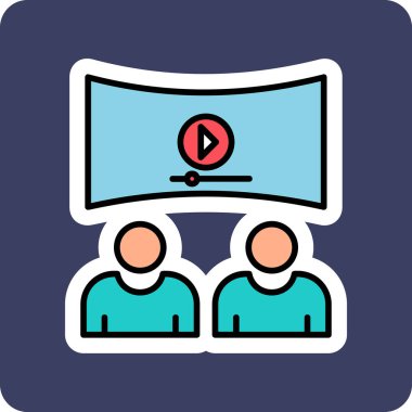 Viedeo izleyen insanlar, vektör illüstrasyonu basit tasarım