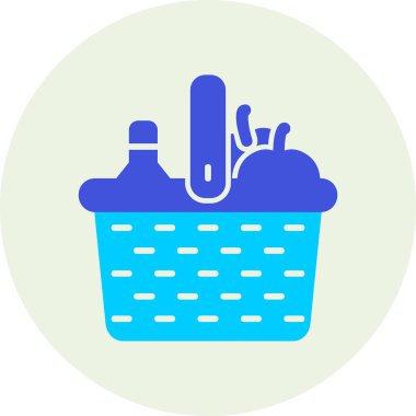 piknik sepeti simge vektör çizim