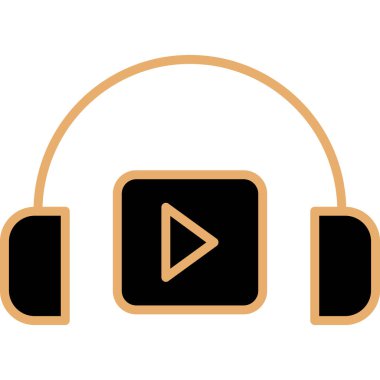 Podacast Dinleme eşleşmeli ikon vektör çizimi