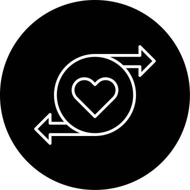 Kalp sembollü yeniden yükleme simgesi, vektör illüstrasyonu 