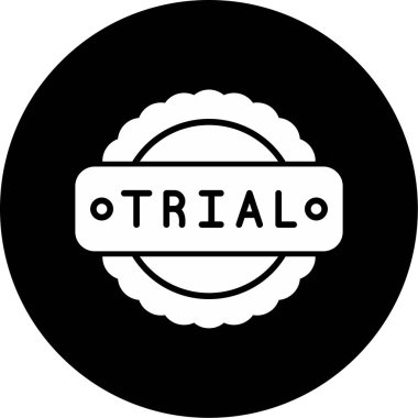 yuvarlak damga kelime Deneme, düz simge, vektör illüstrasyon