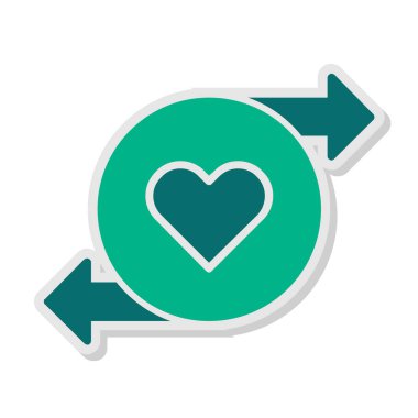 Kalp sembollü yeniden yükleme simgesi, vektör illüstrasyonu 