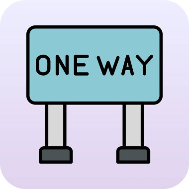 Tek Yol İşaret Ağı simgesi, vektör illüstrasyonu