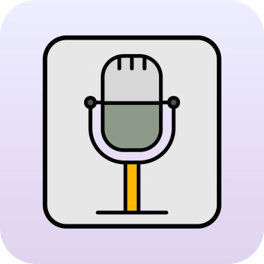 Retro mikrofon simgesi, vektör çizim 