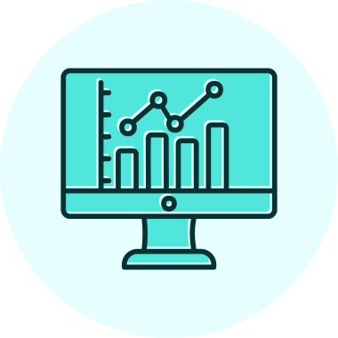 çevrimiçi bar grafikli bilgisayar ekranı, web simgesi basit illüstrasyon