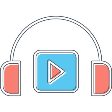Podacast Dinleme eşleşmeli ikon vektör çizimi