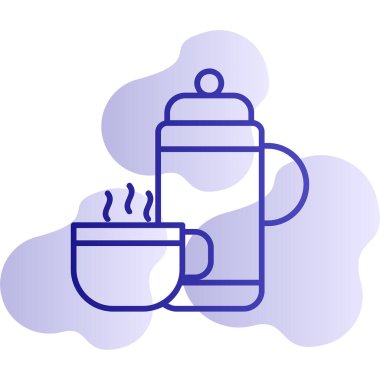 Kap ikonlu termos. Web basit illüstrasyonu