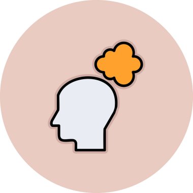 Düşünen baş simgesi, vektör çizimi basit tasarım