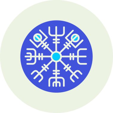 Vegvisir runik pusula simgesi, vektör illüstrasyonu.