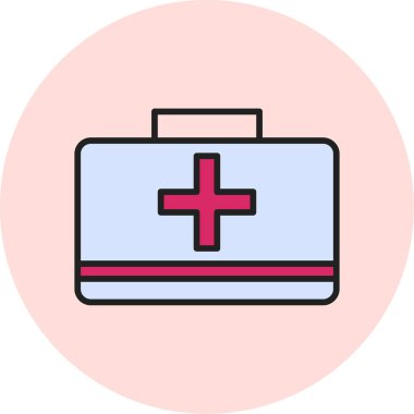 İlk Yardım Kiti tıbbi ikon vektör çizimi