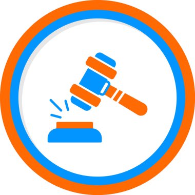 Yargıç çekiç ikonu, vektör illüstrasyonu. Gavel.                               