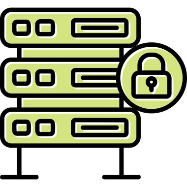 Şifrelenmiş sunucu simgesi, vektör illüstrasyonu basit tasarım