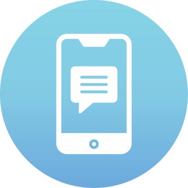 Ekran simgesinde konuşma balonu olan akıllı telefon, vektör illüstrasyon grafik tasarımı 