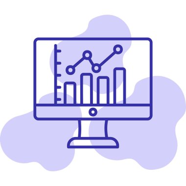 çevrimiçi bar grafikli bilgisayar ekranı, web simgesi basit illüstrasyon
