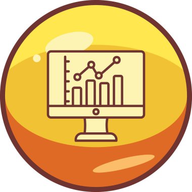 çevrimiçi bar grafikli bilgisayar ekranı, web simgesi basit illüstrasyon