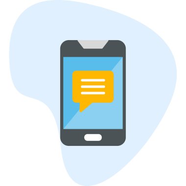 Ekran simgesinde konuşma balonu olan akıllı telefon, vektör illüstrasyon grafik tasarımı 