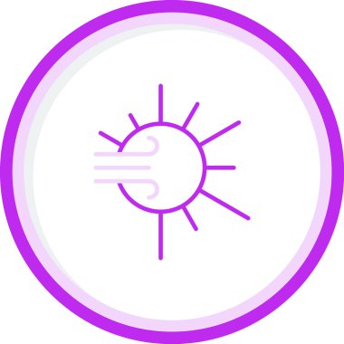 Güneşli rüzgarlı hava durumu simgesi, vektör illüstrasyonu