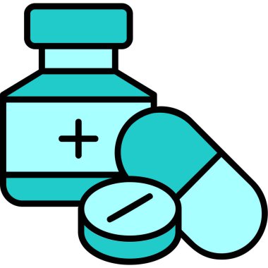 ilaç hapları simgesi, basit vektör illüstrasyonu 