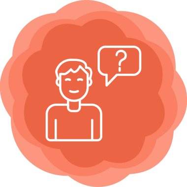 Müşteri Soru simgesi, vektör illüstrasyonu. Logotype. Konuşma balonunda soru işareti olan çocuk Avatar 'ı  